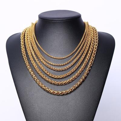 China FASHIONABLE Gold Plated Franco Chain Stainless Steel Chains Necklace Twisted By Cable for sale