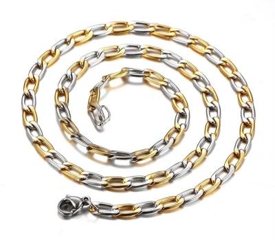 China Fashionable High Quality Two Tone Stainless Steel Necklace With Clasp Mens Necklace Chain Necklaces for sale