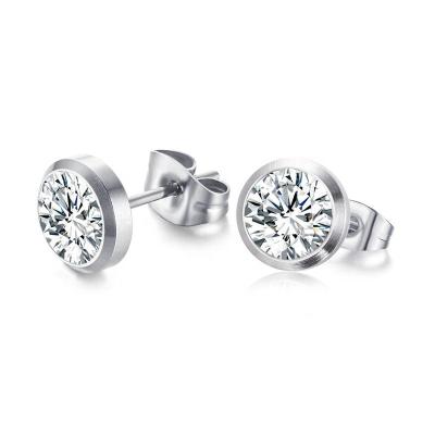 China Trendy Fashion Stainless Steel CZ Zircon Fashion Stud Earring For Women for sale