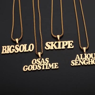 China 2021 New Arrival Customized Gold Stainless Steel Trendy Trendy Jewelry Letter Necklace Name Necklaces For Women Men for sale