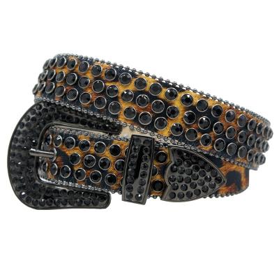 China Popular Bling Bling Rhinestone Belt Black Bling Stone Belt Beads Leather Waist Belt for sale