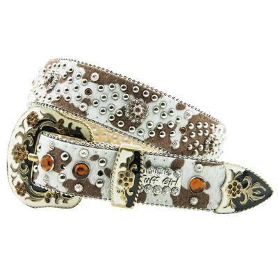 China ALLOY horse hair ab silver brindle Berry Concho Western Ladies Belt with rhinestone for sale