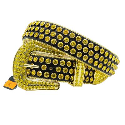 China Bling Rhinestone Logo Leather Beads Studded Men's Belt Custom Made Fanny Fashion Waist Belt Bag for Men for sale