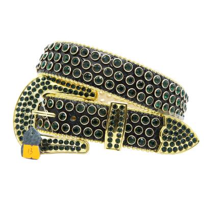 China Designer Bling Bling Belt For Jeans Diamond Studded Men Leather Rhinestone Rhinestone Belt Jeans for sale