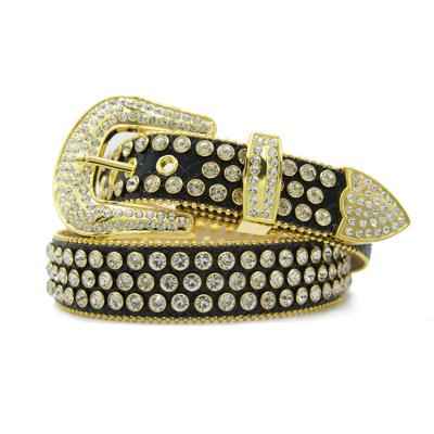 China Bling Bling Rhinestone Belt OEM Studded Man Belt Leather All-match Removable Rhinestone Belt for sale