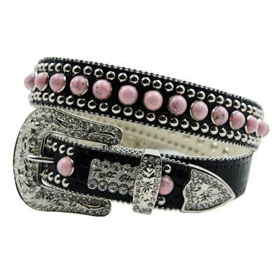 China ALLY PINK CONCHO FULL BLING WESTERN RHINESTONE BELT FOR COWGIRL 100cm for sale