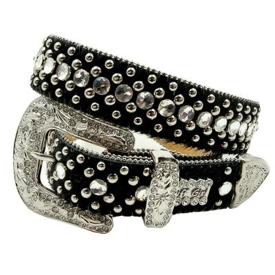 China Western Horse Hair Rhinestone Cowgirl Style Bling Women's Fashion Studded Belt 110cm for sale