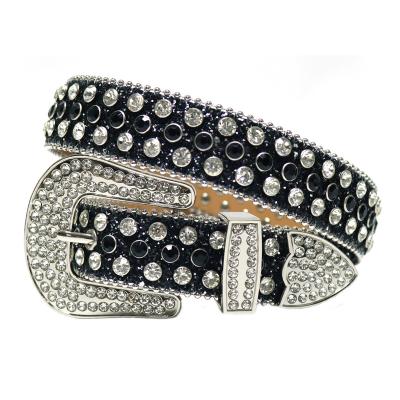 China Bling Western Cowboy Bling Crystal Studded Leather Diamond Belt New Trend Bling Rhinestone Belt Rhinestone Belt Women Men For Jeans for sale