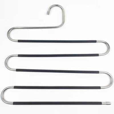 China Household Modern Stainless Steel S-shaped Pants Racks Hangers Cabinet Storage Rack Non-Slip Scarf Jeans Clothes Trouser Towel for sale