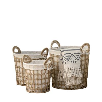 China Large Laundry Basket KOREAN Round Wicker Storage Basket Handmade Laundry Baskets With Two Handles for sale