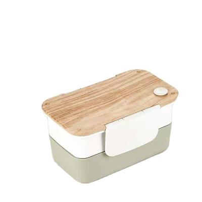 China Double Layer Sustainable Food Grade Plastic Japanese Lunch Bento Box for sale