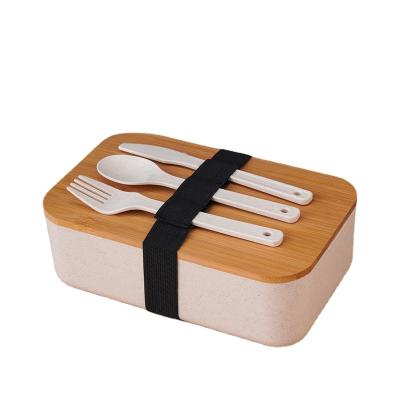 China Folding Food Bowl PP Eco Friendly Material Production With Natural Bamboo Lid Free Knife, Fork And Spoon for sale