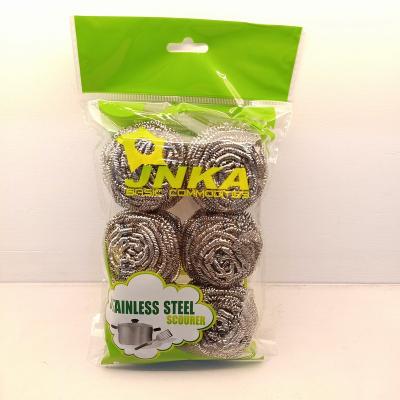 China Sustainable Cleaning Kitchen Spiral Stainless Steel Scourer Metal Scrubber 18g*6/bag for sale