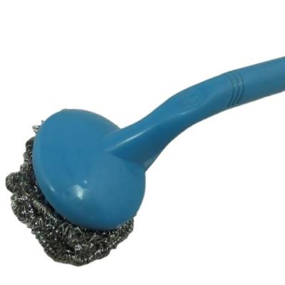 China Sustainable Stainless steel scourer with kichen cleaning sponge with plastic handle for sale