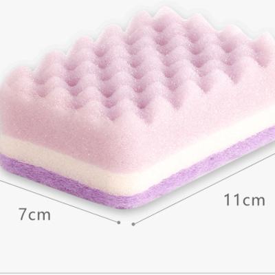 China Sustainable New Style Kitchen Dish Cleaning Scouring Flower Printed Sponge With Pads / sponge+non-woven for sale