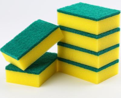 China Durable Kitchen Sponge Double Side Rectangle Scouring Pad Cleaning Scourer for sale