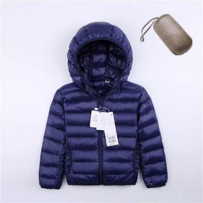 China 2021 Anti-Wrinkle Anti-Wrinkle Light Weight Down Jacket Kids Hooded Ultra Thin Foldable Kids To Keep Warm for sale