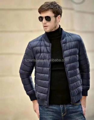 China Breathable Breathable 90% Down 10% Feather Ultra Lightweight Windproof Mens Packable Down Bomber Jacket for sale