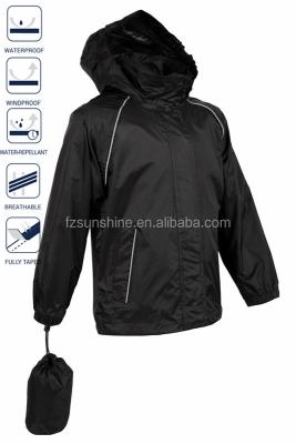 China Breathable Plain Black Reflective Anorak Jacket With Bag for sale