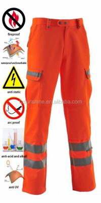 China Anti-Static Anti-Static Orange Waterproof Men's Work Pants With Reflective Tape for sale