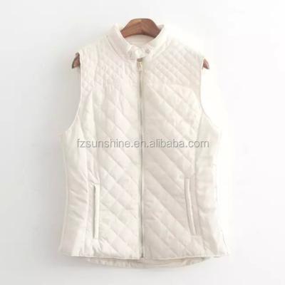 China 2017 Diamond White Quilted Vest Wholesale Anti-pilling Anti-pilling Vest For Ladies for sale