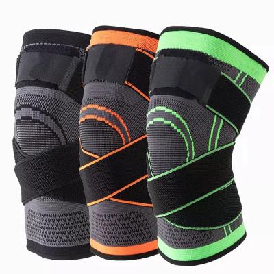 China 2021 New Arrivals Breathable Adjustable Elasticity 3D Knitted Knee Support Sleeve Compression Sports Nylon Elastic Knee Brace With Belt for sale