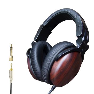 China High End Custom Headband 4M Long Cable Wired Good Quality Wooden Headset Stereo Sound Earphone Earphone for sale