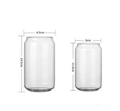 China Wholesale 12oz Clear Beer Can Glass 16oz CLASSIC Coffee Soda Shape Beer Can With Lid And Bamboo Straw For Drinking for sale