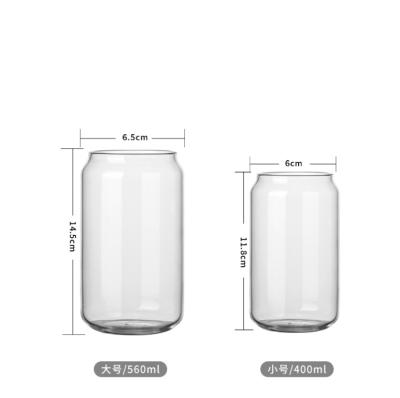 China Modern Wholesale Drinkware 12oz 16oz Iced Coffee Beer Can Transparent Clear Glass With Lid And Bamboo Straw for sale