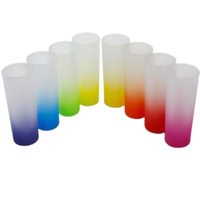 China New Classic/Postmodern Custom Party Gradient Color Frosted Clear Sublimation Blanks Shot Glasses 3 Ounces Shot Glass For Whiskey Tequila Vodka for sale