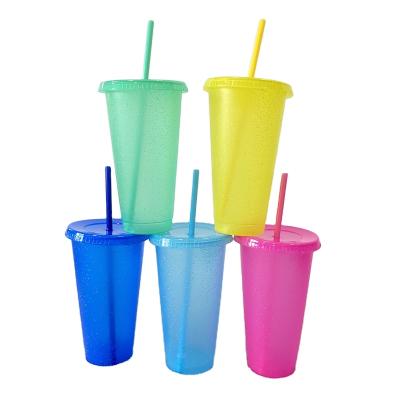 China Amazon Sale Novelty 24oz 16oz Hot Plastic Solid Tumbler Glitter Stocked Color Changing Mugs for Hot and Cold Drinks for sale