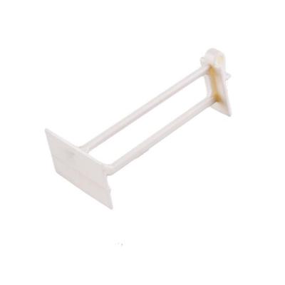 China ABS plastic double hook slatwall display hooks supermarket slatwall hanging hook with price tag for sale