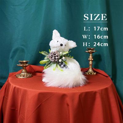 China 2021 Chinese white artificial table ornament Fox festival decoration selection cute animal plants ornament. for sale