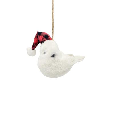 China Festival Decoration Pick Top Selling Festival Decoration Animal Plush Christmas Bird White Wear Hat Decorate During for sale