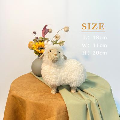 China Holiday Christmas Statue Festival Decoration Selection Small Sheep Home Party Supplies Soft Adorable Miniature Cute Sheep Figurines Wholesale for sale