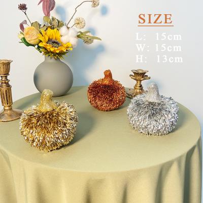 China Modern Glitter Pumpkin Decor Autumn Home Ornaments Harvest Halloween Butternut Squash Artificial Thanksgiving Decoration for sale