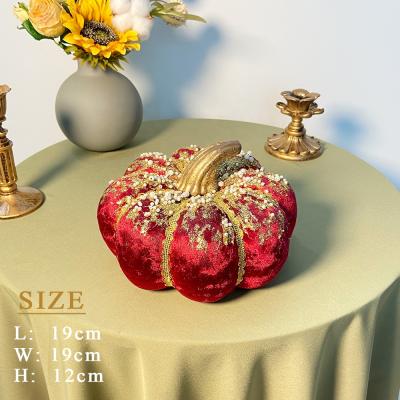 China Autumn Home Ornaments Harvest Halloween Pumpkin Decoration Velvet Pumpkin Artificial Moss Pumpkins Festival Decoration Selection Fall Decor for sale