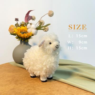 China 2021 New Selection Factory Price Festival Decoration Plush Cute White Artificial Sheep Decoration Table Home Decorations for sale