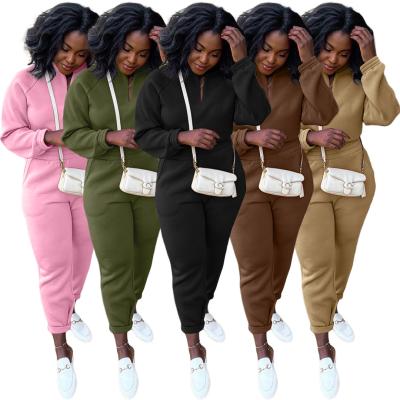 China Loungewear Breathable High Quality Cotton Comfortable Jogger Sweat Suit Two 2 Piece Set Women Sweatsuit Tracksuit 2pc Set for sale