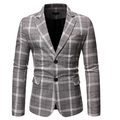 China New Design Breathable Mens Double Breasted Checked Blazers Slim Casual Plaid Blazer Jacket For Men for sale