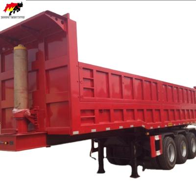 China Top Quality Tri Axle Truck Trailer 60 Ton Side Tipper Hydraulic Cylinder Dump Trailers Carrier Trucks Trailer For Sale for sale