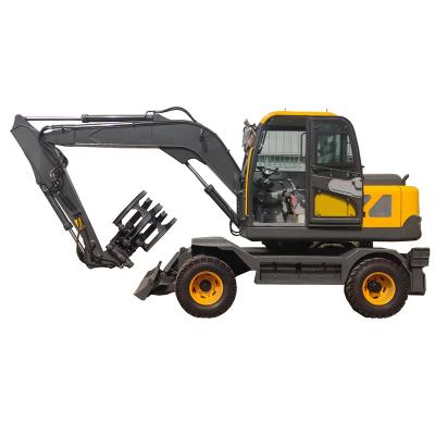 China Cheap earthmoving machinery excavator china 4ton 5ton 7ton 8ton wheel digger grapple mini excavator with powerful engine prices for sale