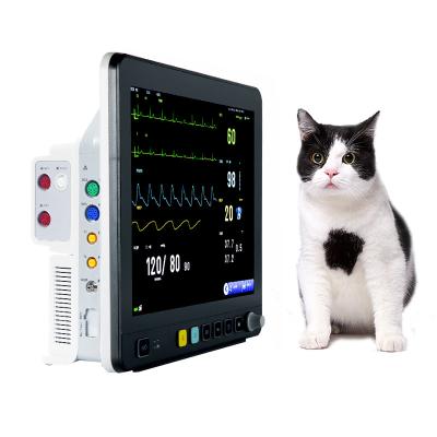 China 15.1 inch touch screen multiparameter vet monitor support tigger alarm printing anti - defibrillation dual channel vet monitor online technical support for sale