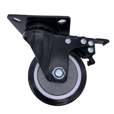 China 5 Inch Swivel Medium Duty Caster Wheels With Brake TPE Trolley Castor for sale