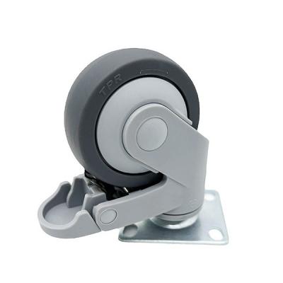 China Medical Gray TPR Wheels Hospital Bed Swiveling Plate Caster Wheels for sale