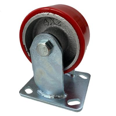 China 4 Inch Heavy Duty Rigid Fixed PU Caster Wheel  Iron Polyurethane Caster Wheels for sale