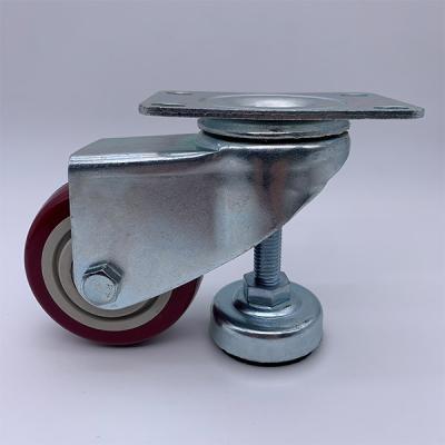 China 2.5 Inch Red PU Wheel  Caster with Leveling Feet for sale