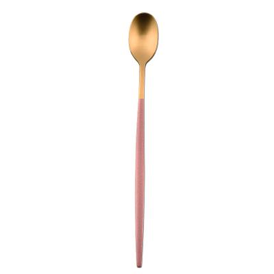 China New Viable Creative Wholesale Coffee Ice Cream Dessert Spoon Tea Serving Spoon Stainless Steel Gold Spoon for sale