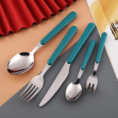 China New Viable Cutlery Set ABS Handle Plastic Flatware Set Spoons Handle Flatware Plastic Set Tableware for sale