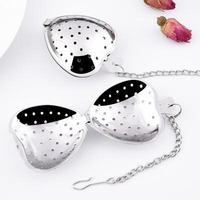 China Reusable Reusable Stainless Steel Heart Tea Ball Tea Infuser Sieve Spice Mesh Ball for sale